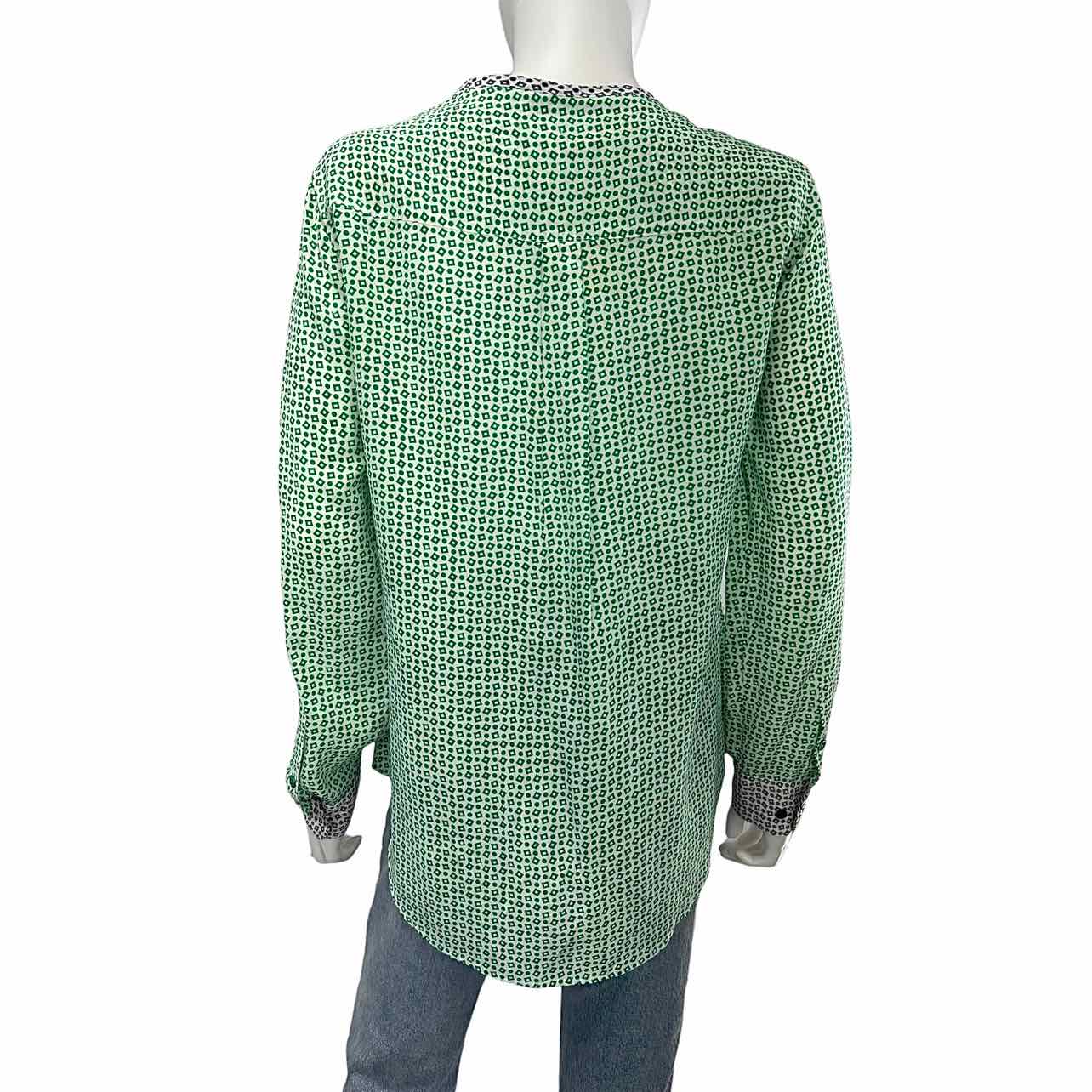 EQUIPMENT Green Silk Print Button Down Size S