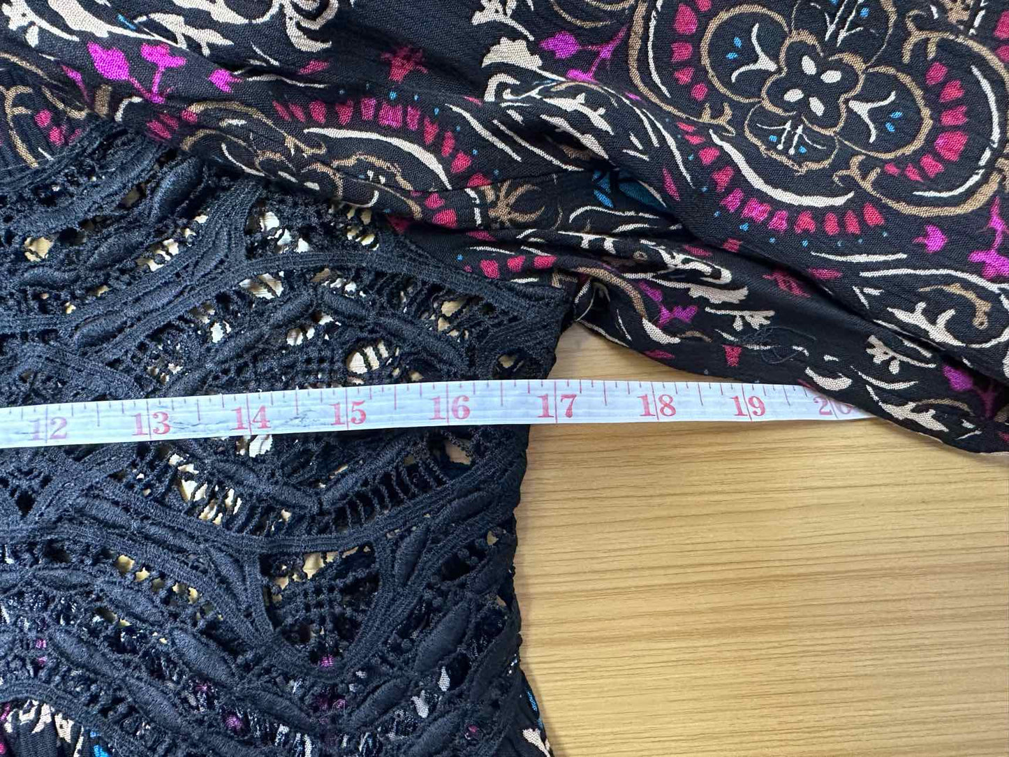 Free People NWT Black Paisley Print Top Size XS
