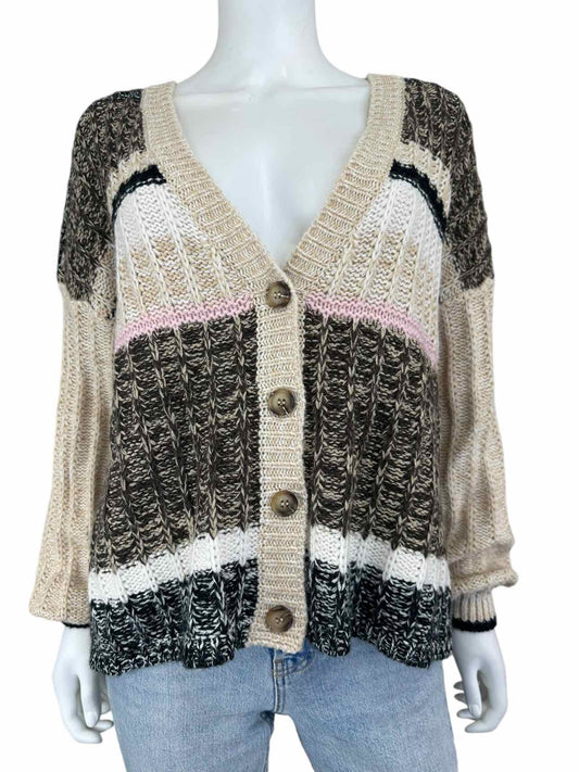 Soyaconcept NWT Beige and Black Chunky Knit Cardigan Size S