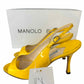 Manolo Blahnik Yellow THEYMESLI Slingback Peep Toe Pumps Size 36.5