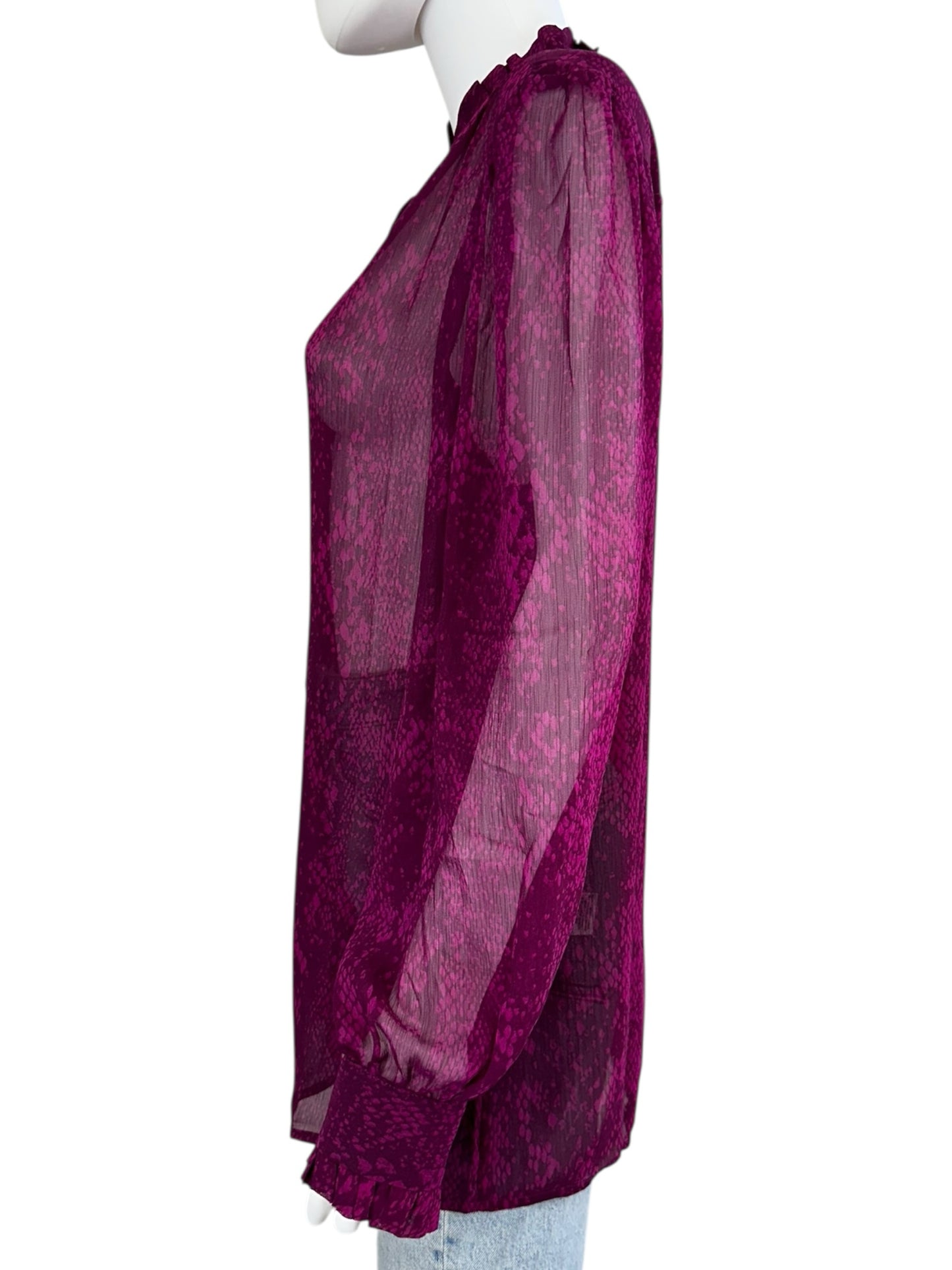 Chico's NWT Purple Ridge Reptile  Print Blouse Size L