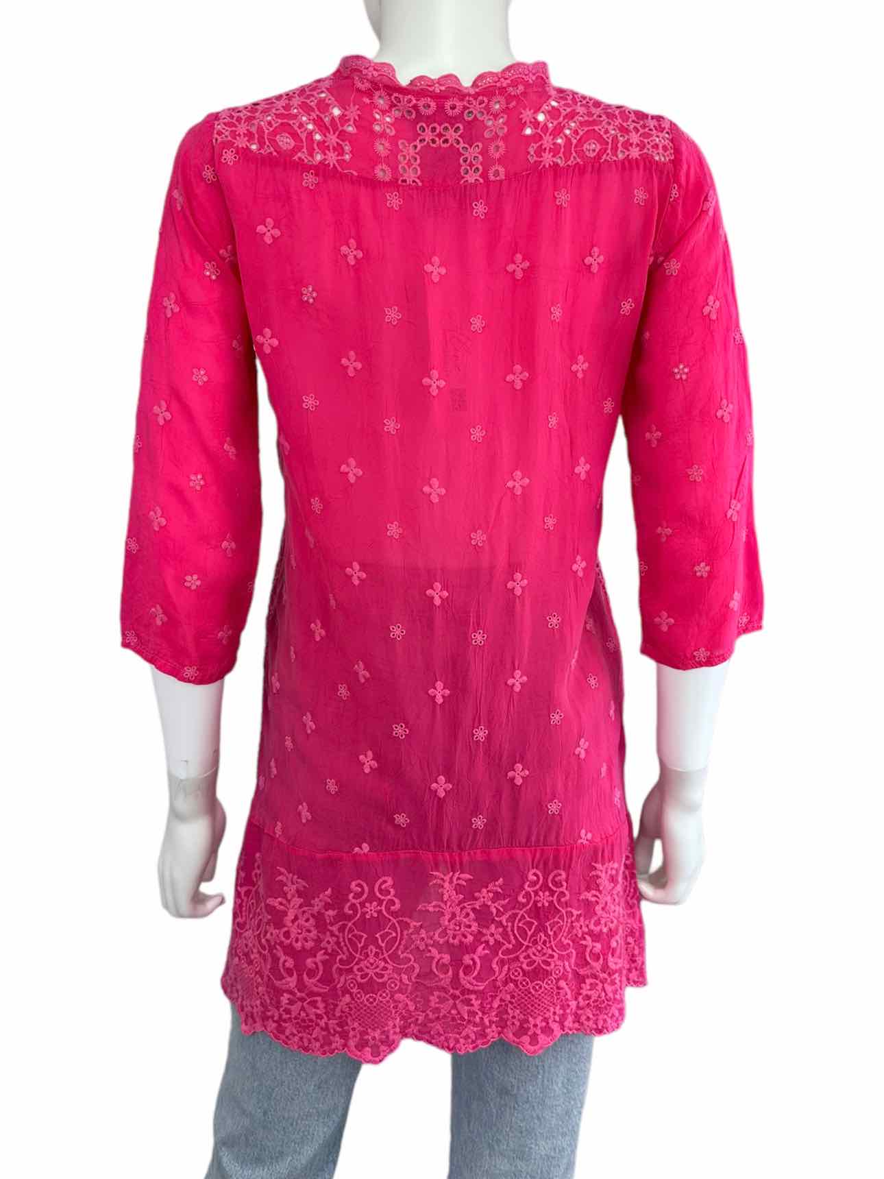 Johnny Was Pink Embroidered Popover Tunic Size XS