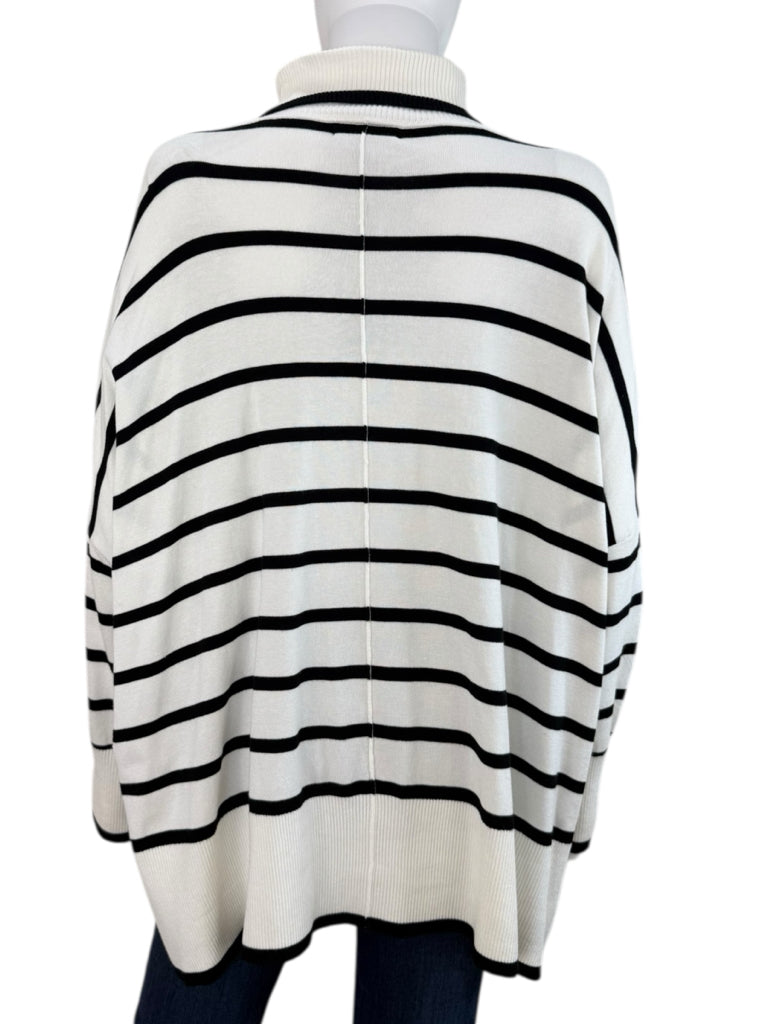 Adrianna Papell White Striped Turtleneck Sweater Size L