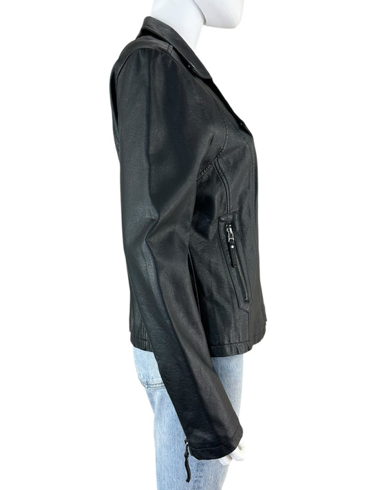 MAX STUDIO NWT Black Vegan Leather Moto Jacket Size M