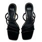 PAIGE Black Leather Stacey Three-Band Wedge Espadrilles Size 8