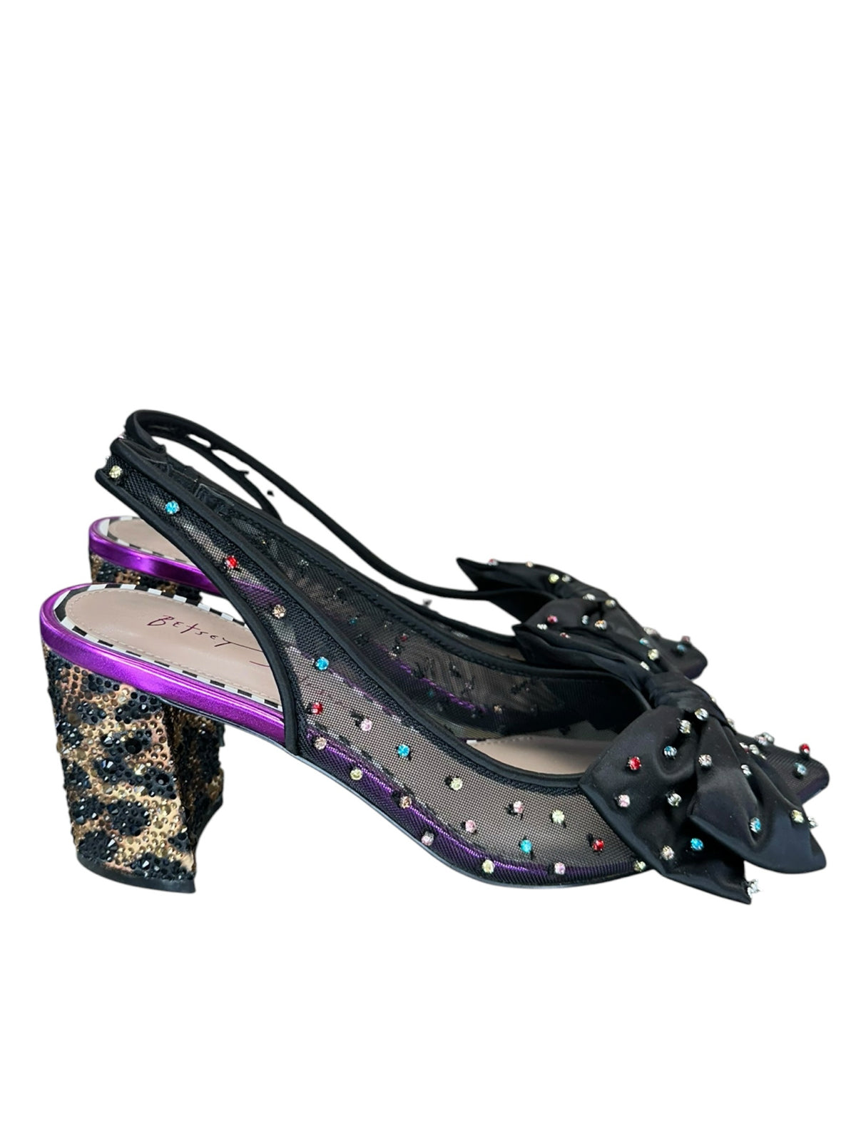 Betsy Johnson NWOT Black Rhinestone Dafney Pointed-Toe Slingback Pumps Size 7