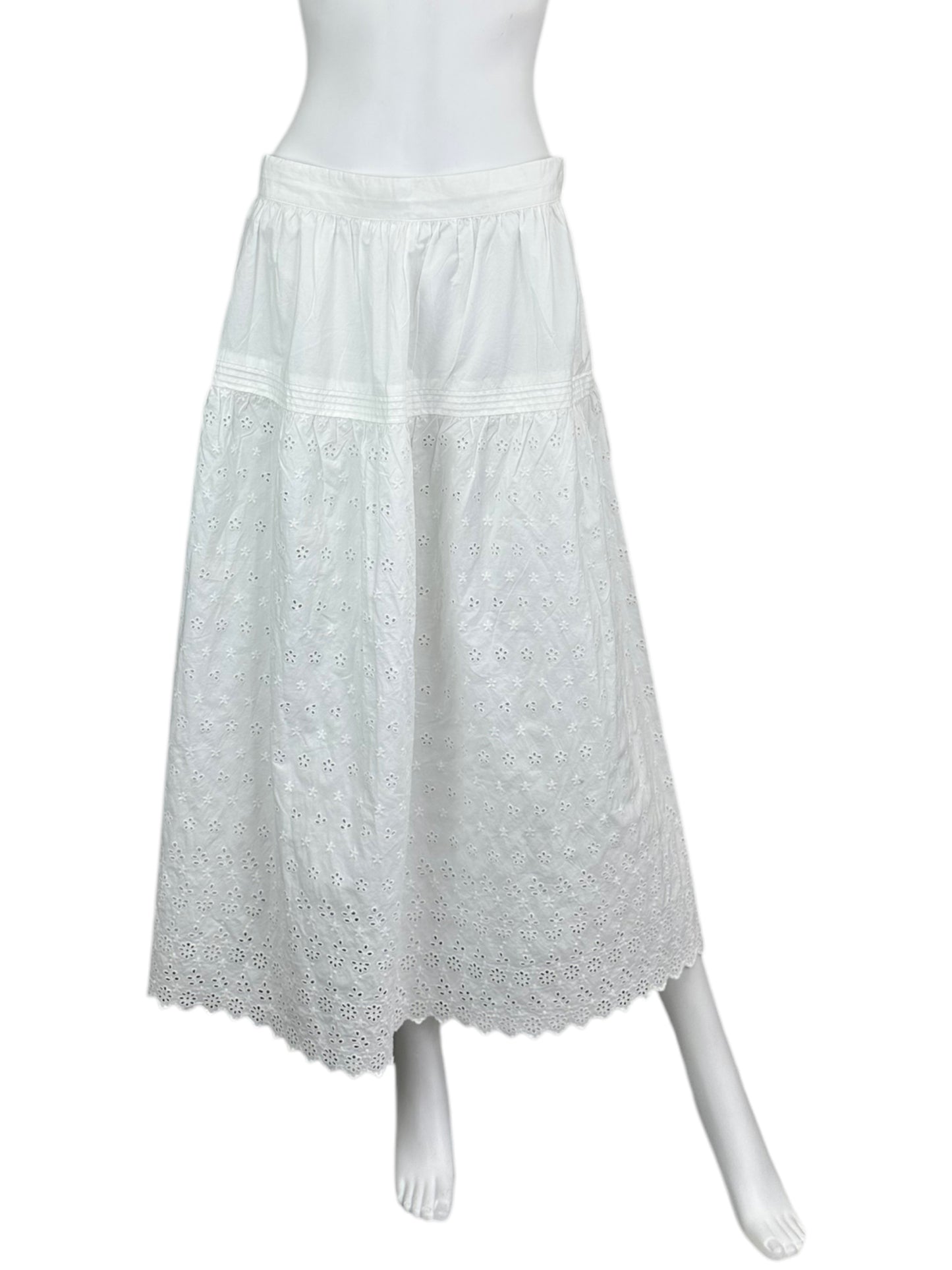 GAP White Floral embroidered Maxi Flowy Skirt Size M