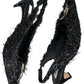 ELIZABETH DAMRICH x ANTONIO MELANI NEW Black Moon Boucle Ornamented Frayed Slingback Size 7