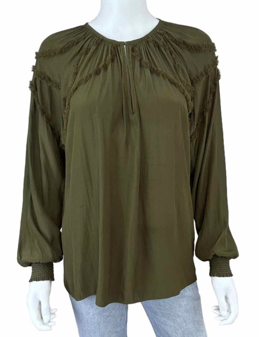 RAMY BROOK Olive Silk Blouse Size XS