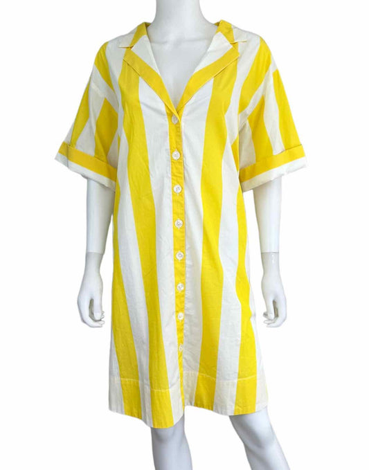 J. Crew Yellow Striped Casual Dress Size L