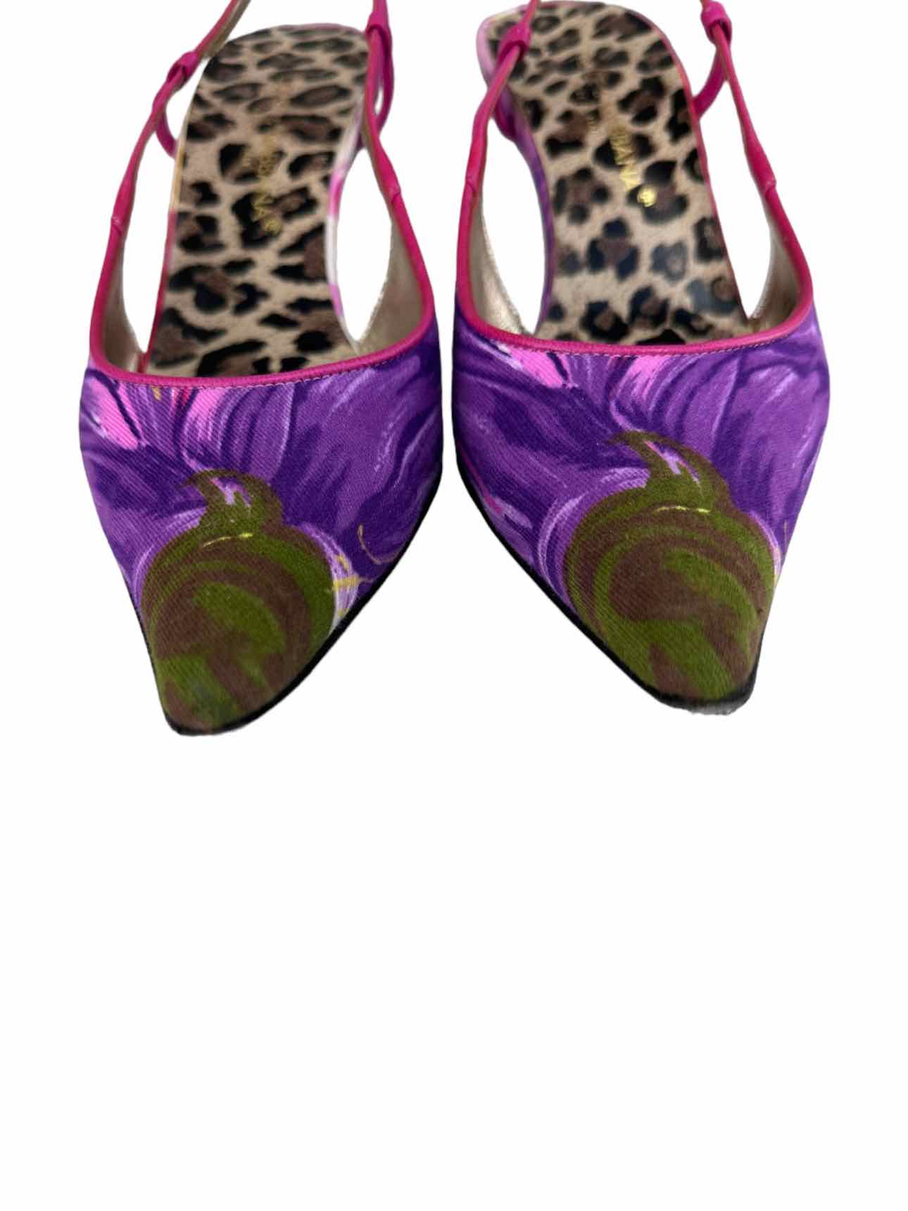 Dolce & Gabbana Purple Floral Slingback Heels Size 38