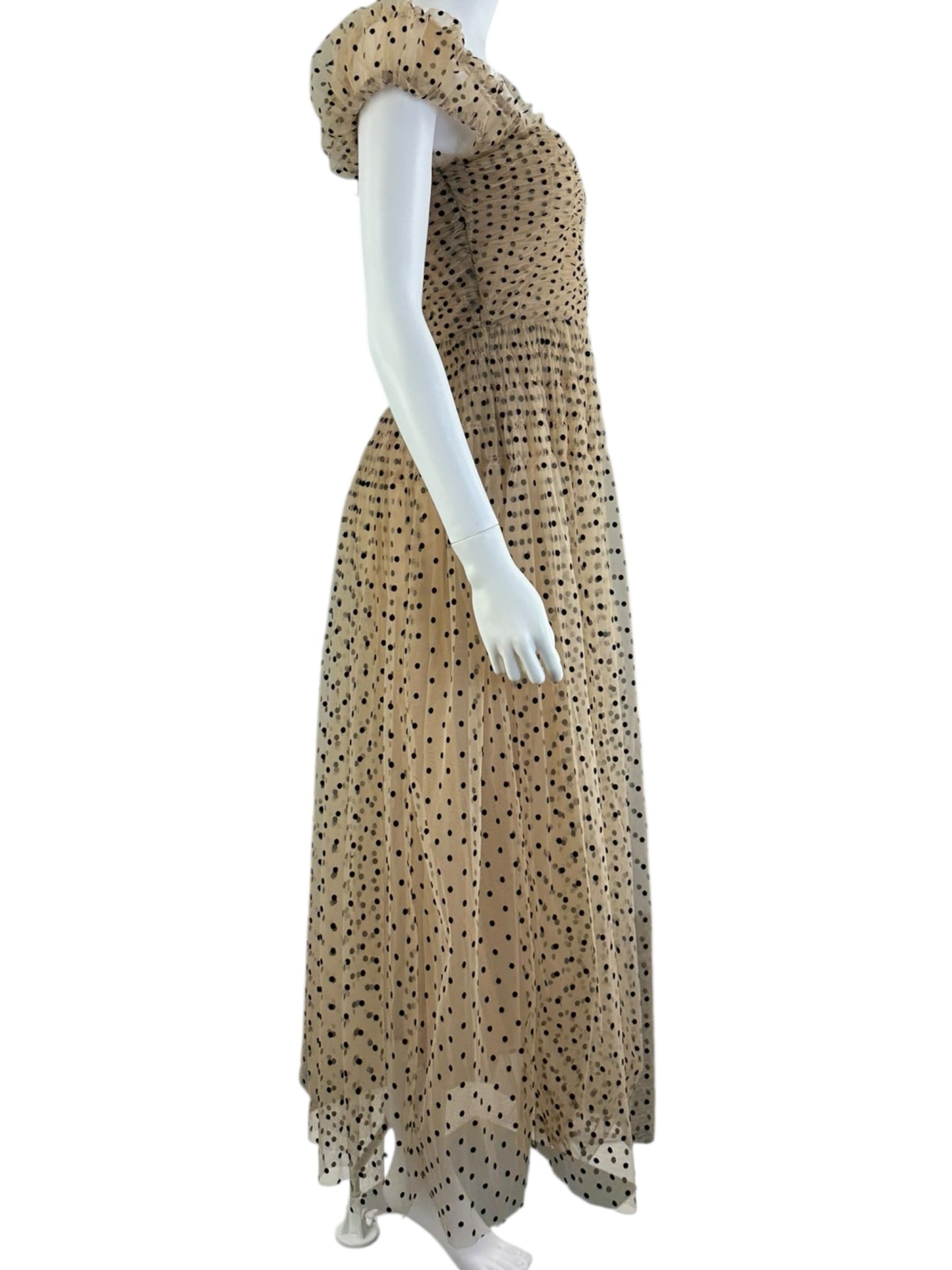 DOEN Brown and Black Polka Dot 'Pamelina' Maxi dress Size XS