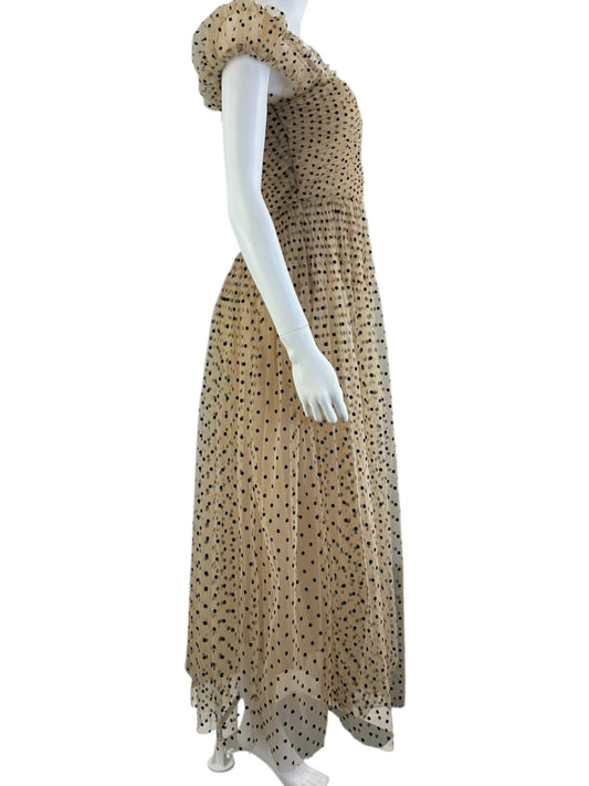 DOEN Brown and Black Polka Dot 'Pamelina' Maxi dress Size XS