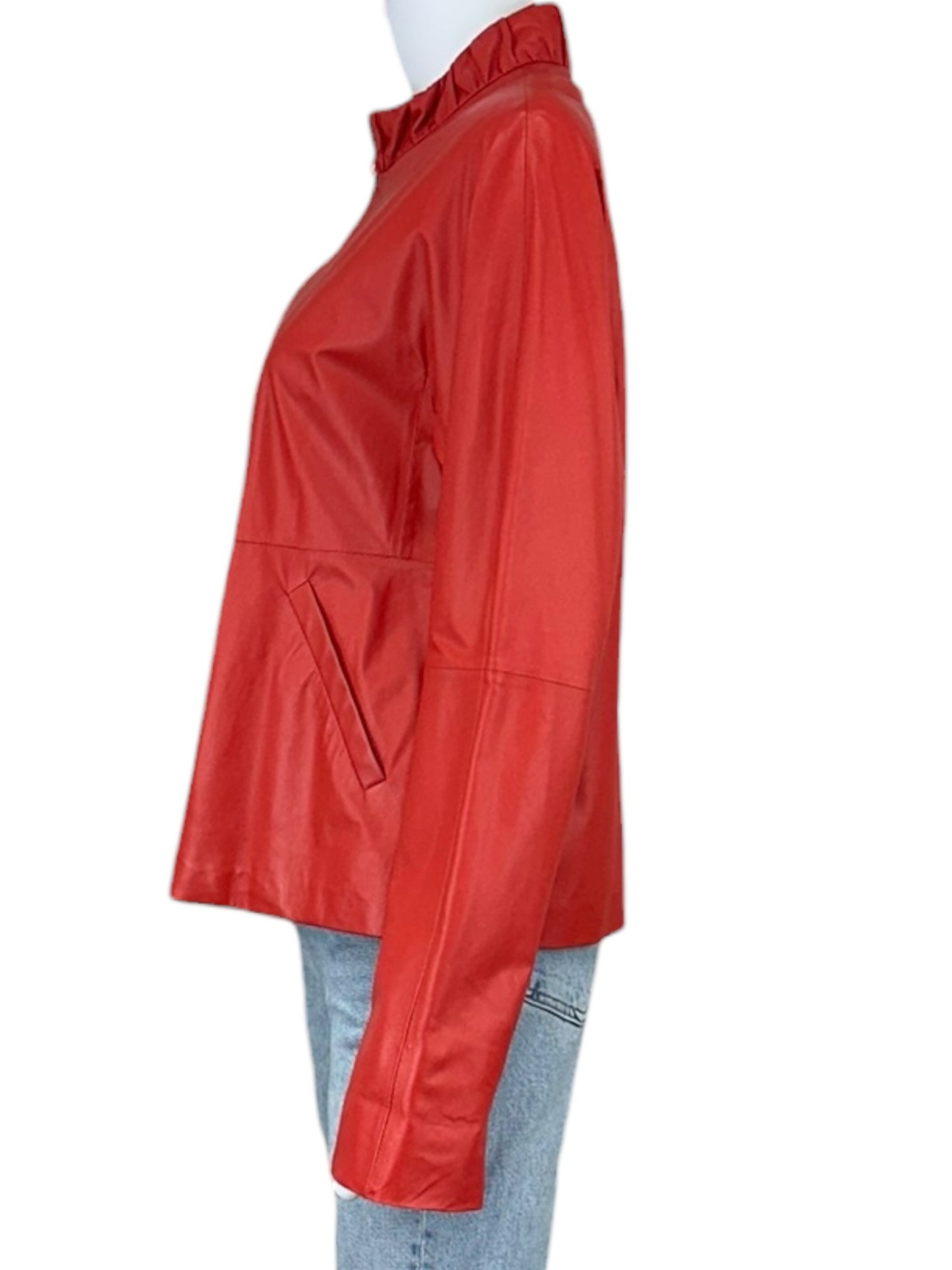 LAFAYETTE 148 NEW YORK Red Genuine Leather Jacket Size 8