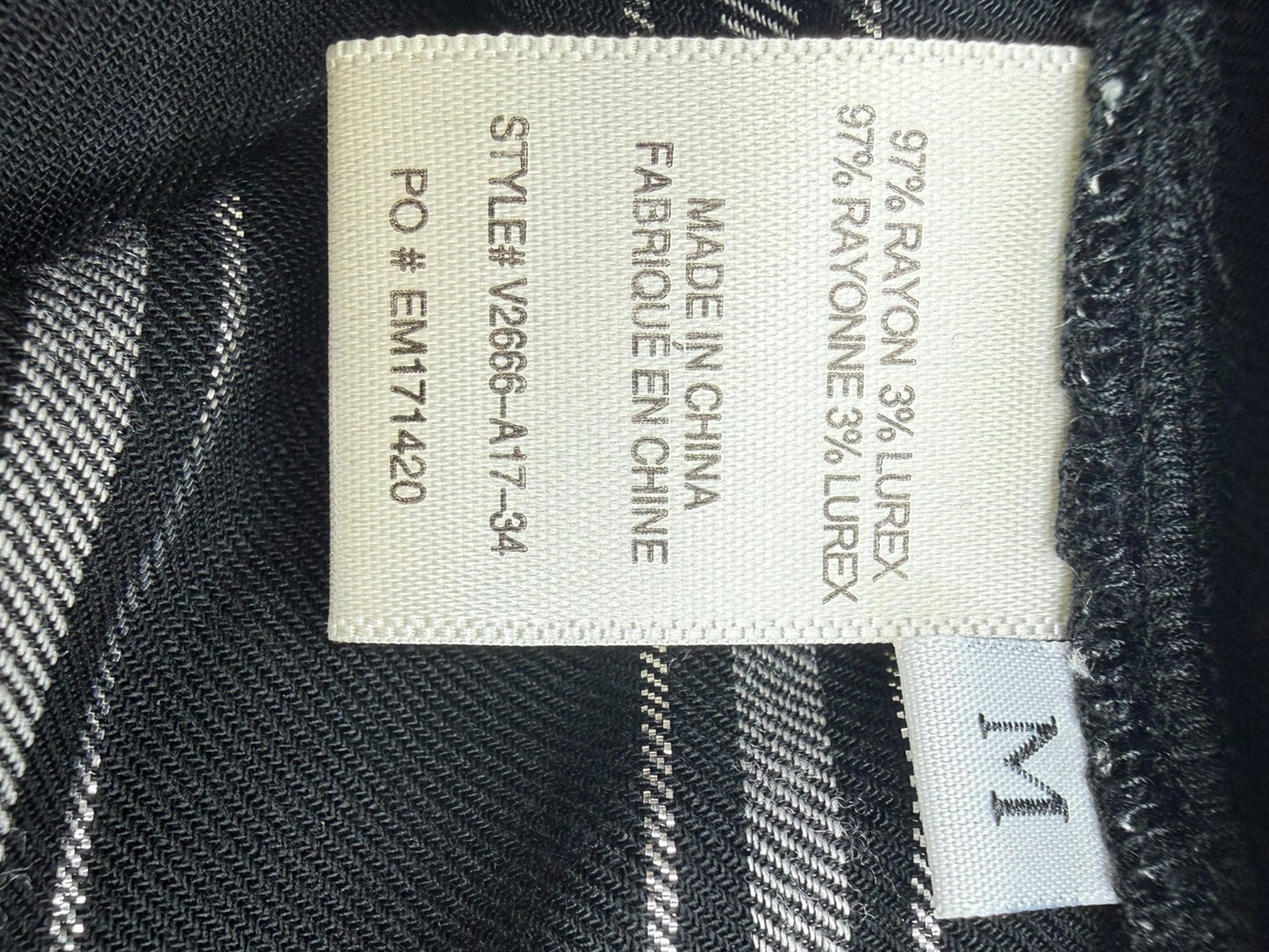 Chelsea & Violet NWT Black Striped Button Down Shirt Size M