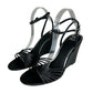 PAIGE Black Sami Ankle Strap Wedge Size 9.5