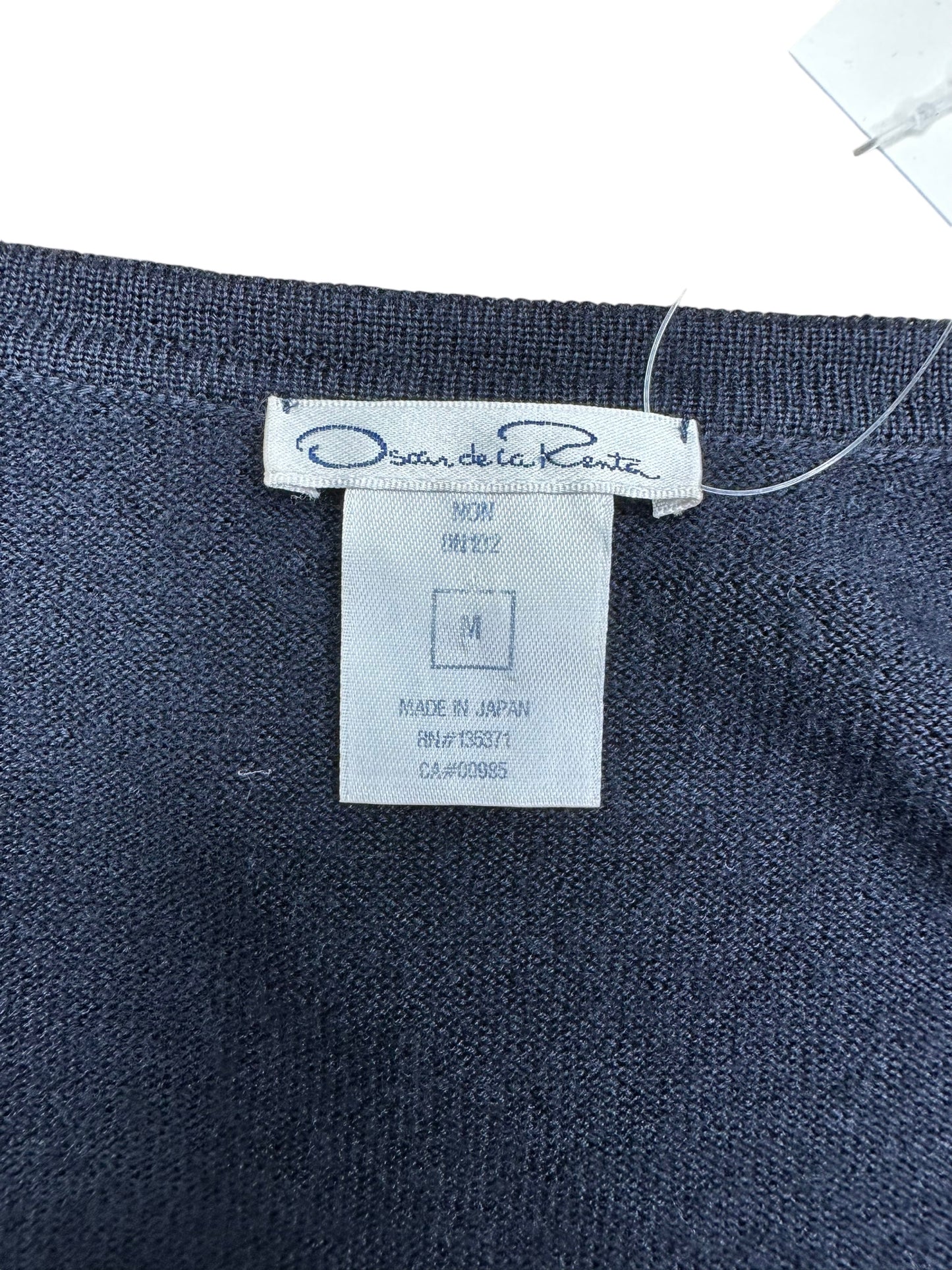 Oscar de la Renta SILK & CASHMERE Navy Blue Cropped Cardigan Size M