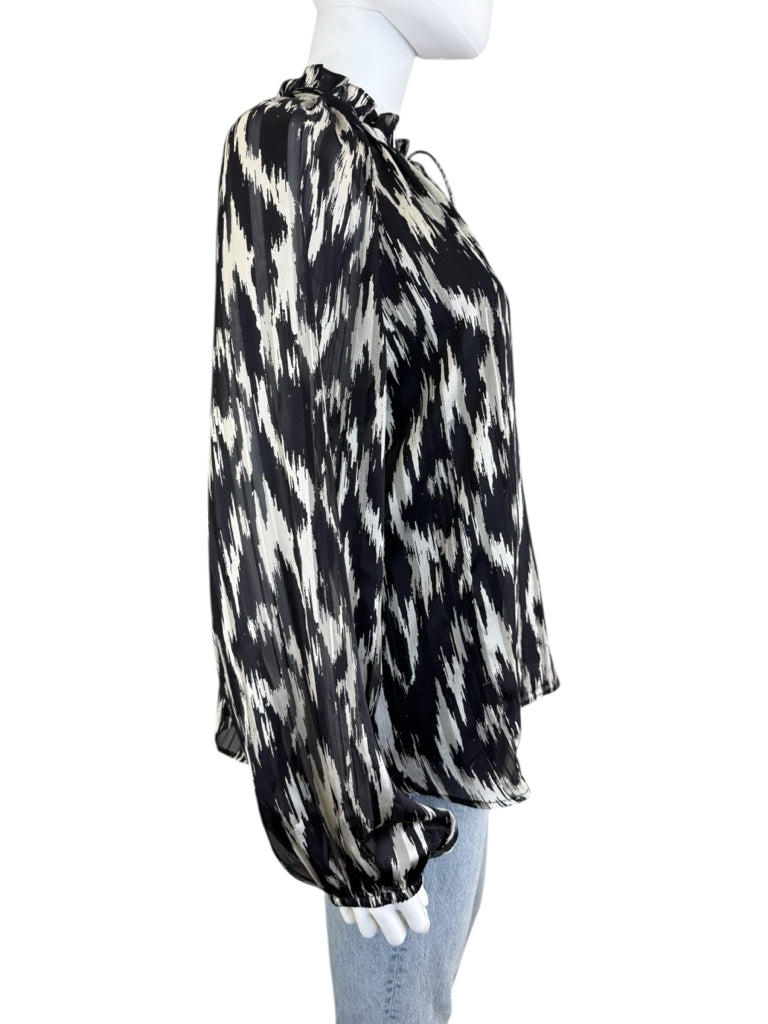 joie Black Burnout Print Blouse Size M