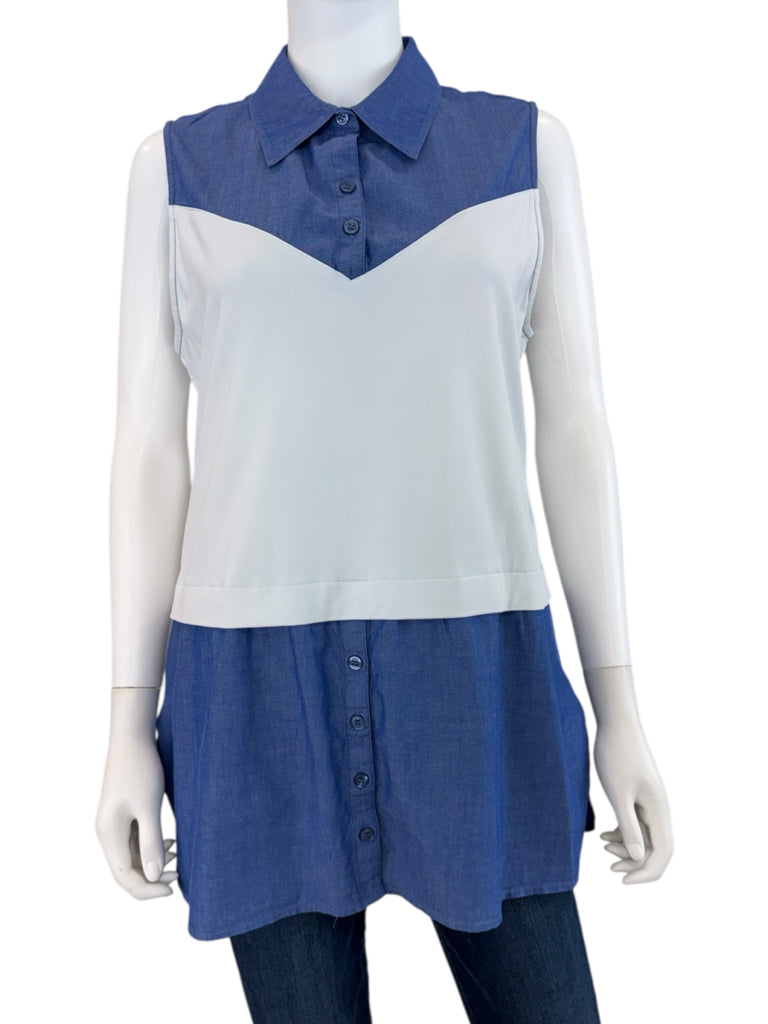 finley Chambray Button-down Blouse Size L