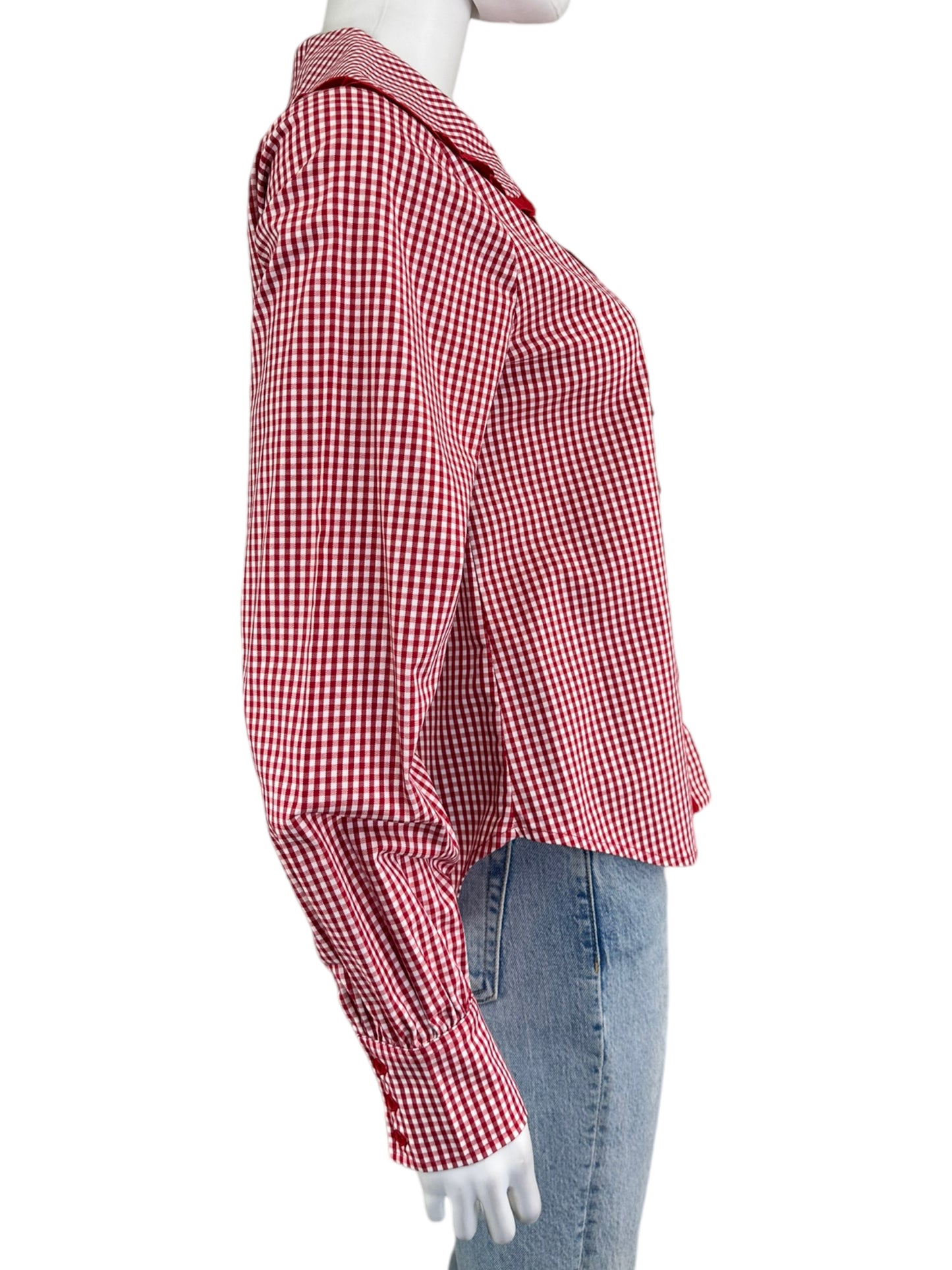 The Shirt by Rochelle Behrens Red Check Button-down Size S