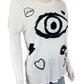 Lauren Moshi White Wolf Painted Evil Eye Boyfriend Tee Size XS