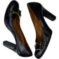 BURBERRY Black Leather Horsebit Pumps Size 38.5