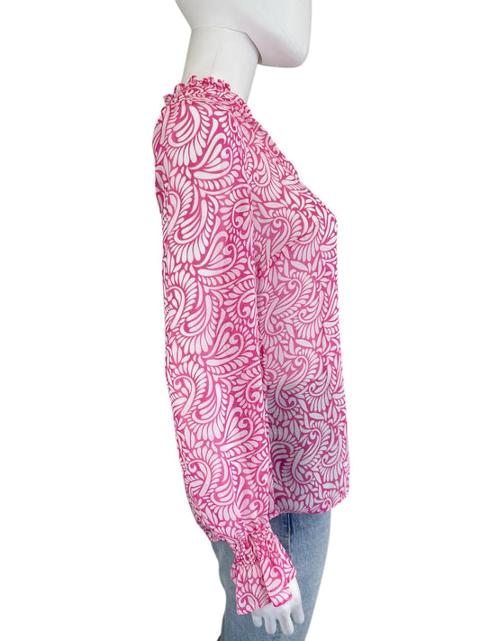 Boden Light Pink Paisley Blouse Size 2