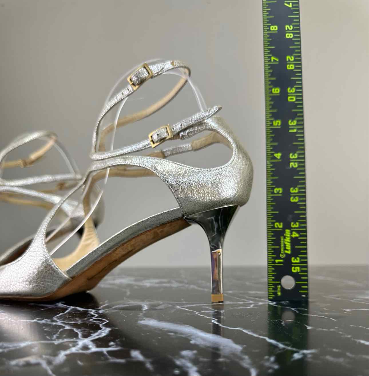 JIMMY CHOO Metallic Silver LANCE Heels Size 38.5