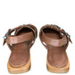 Quince Brown Cognac Italian Leather Bold Buckle Slingback Flats Size 8