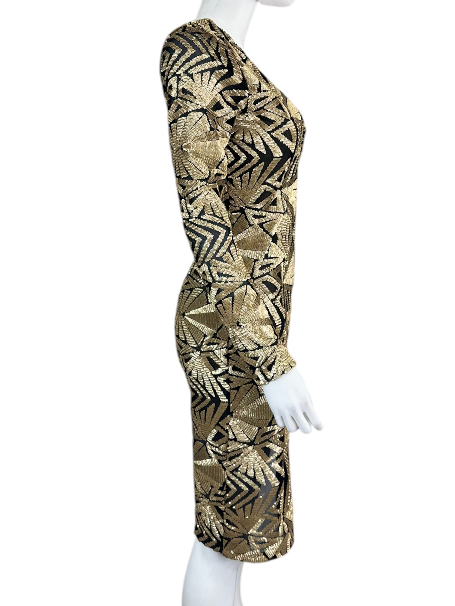 karlie Gold Sequin Midi Dress Size S