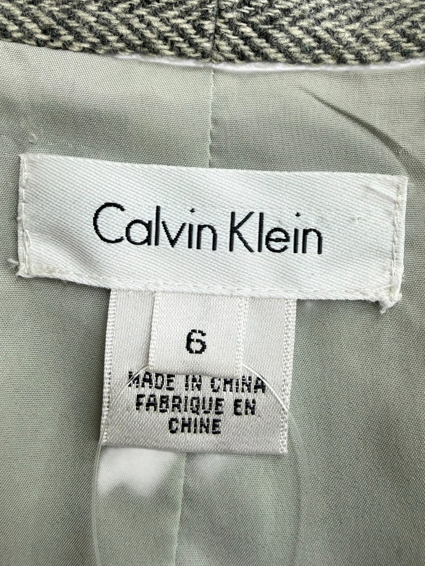 Calvin Klein Gray Herringbone Midi Dress Size 6