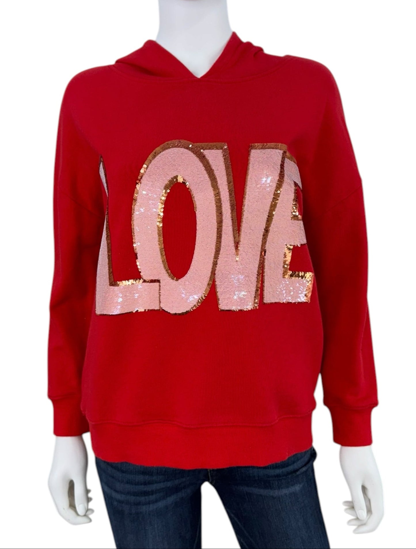 alice & olivia Red Vernie LOVE Graphic Hoodie Size XS