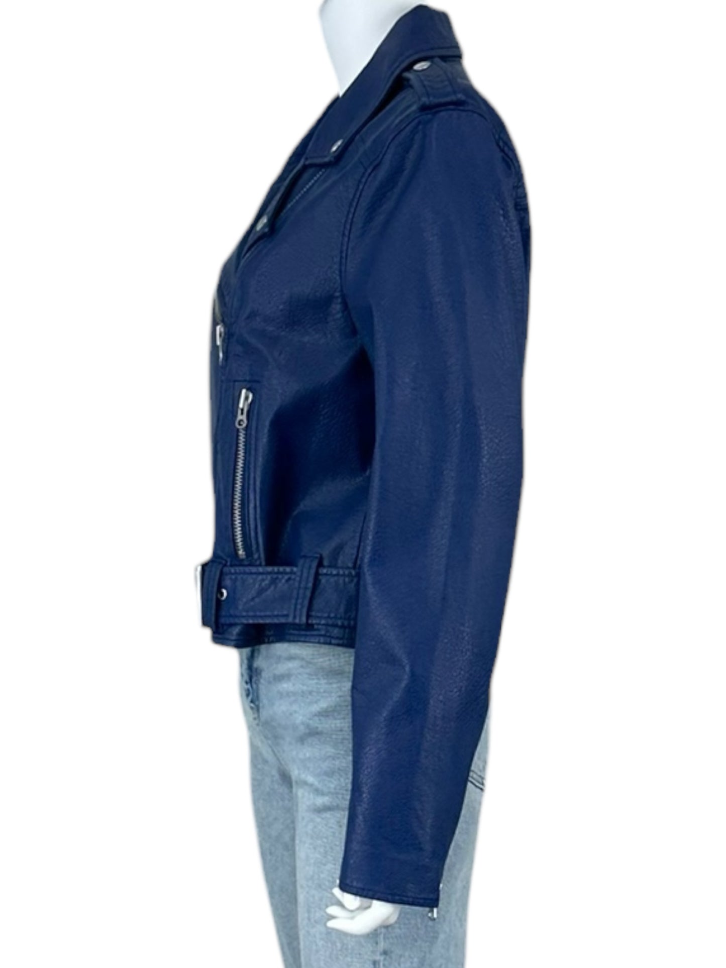 PISTOLA Electric Blue Vegan Leather Tracy Moto Jacket Size L