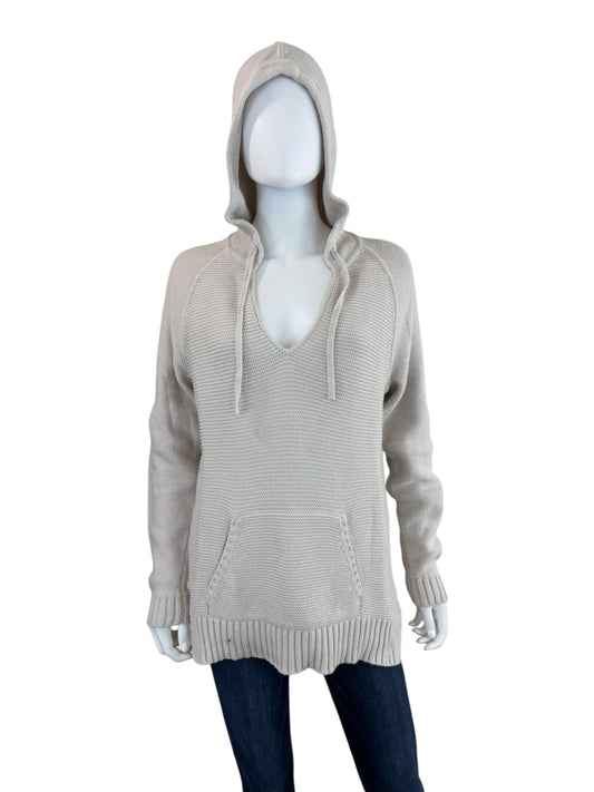 WHITE + WARREN Beige 100% Cotton Hooded Sweatr Size M