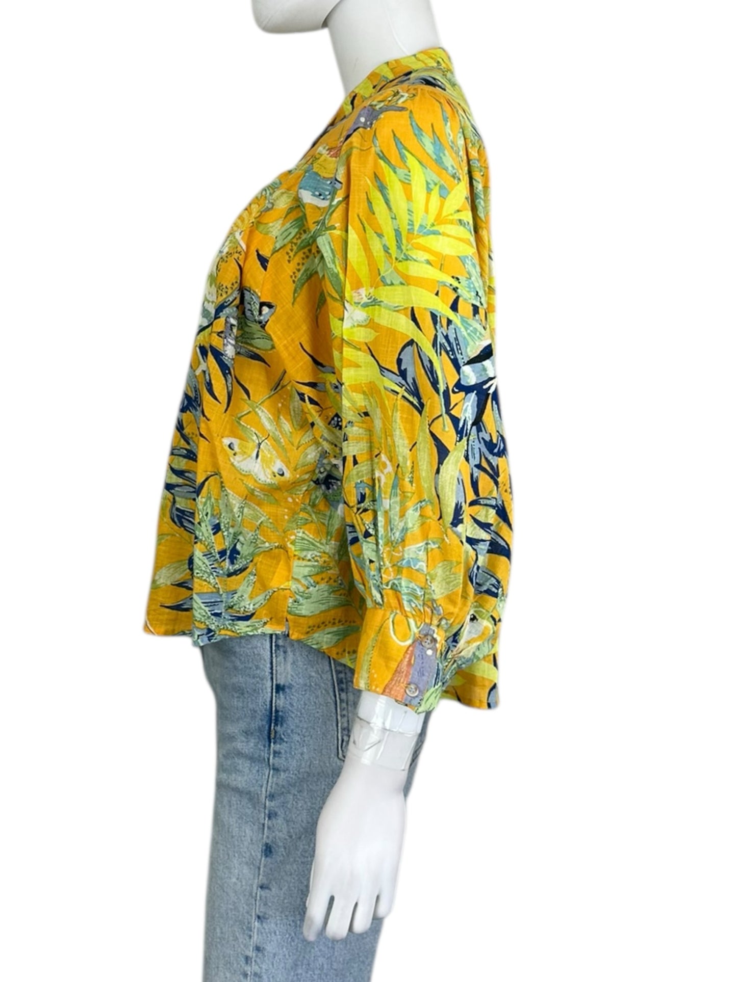maeve Yellow Button Down Blouse Size XS