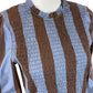 MIND TRAVELER NWT Brown Striped Smocked Chia Blouse Size L