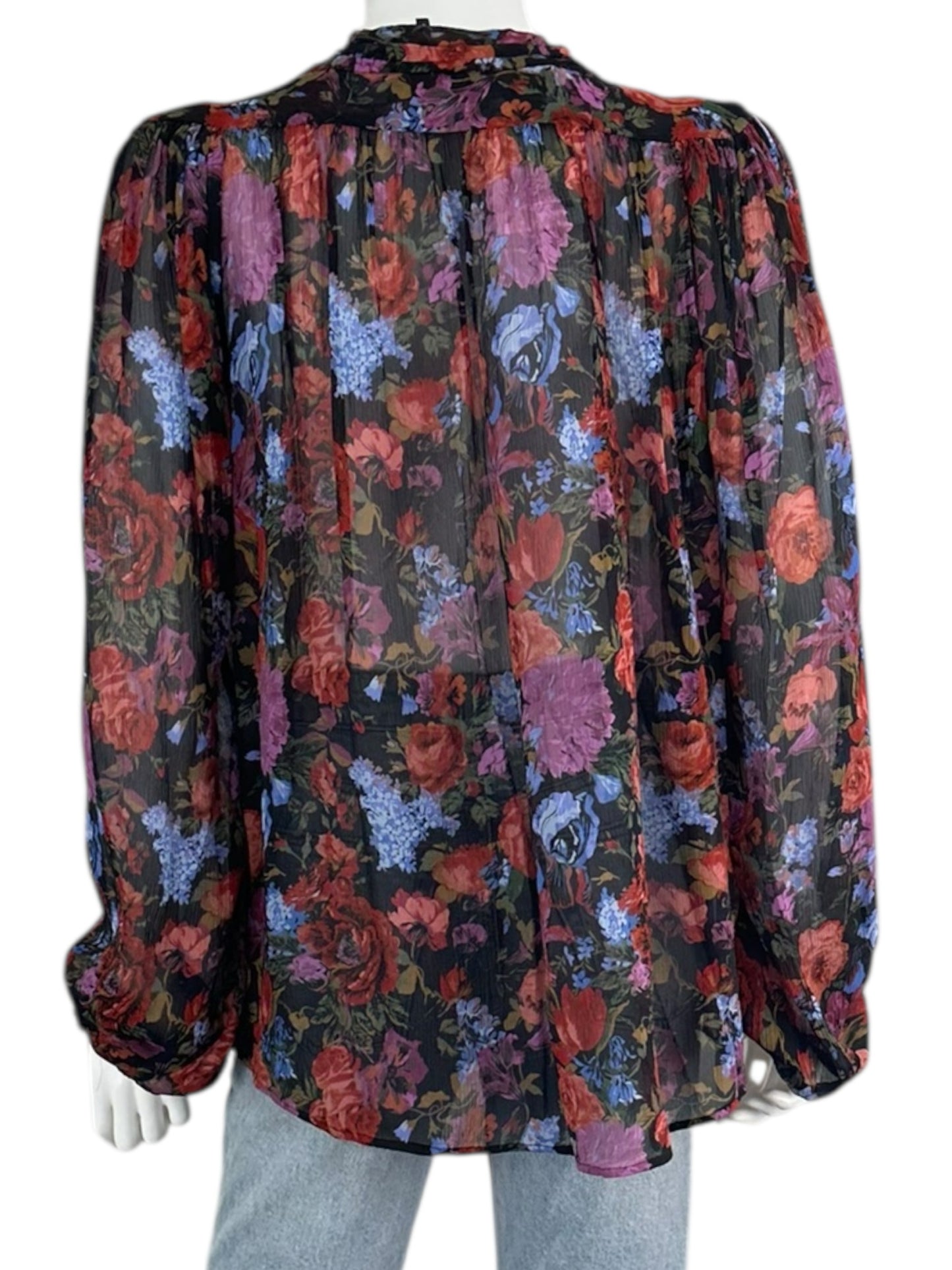 PAIGE 100% Silk Floral Print Blouse Size L
