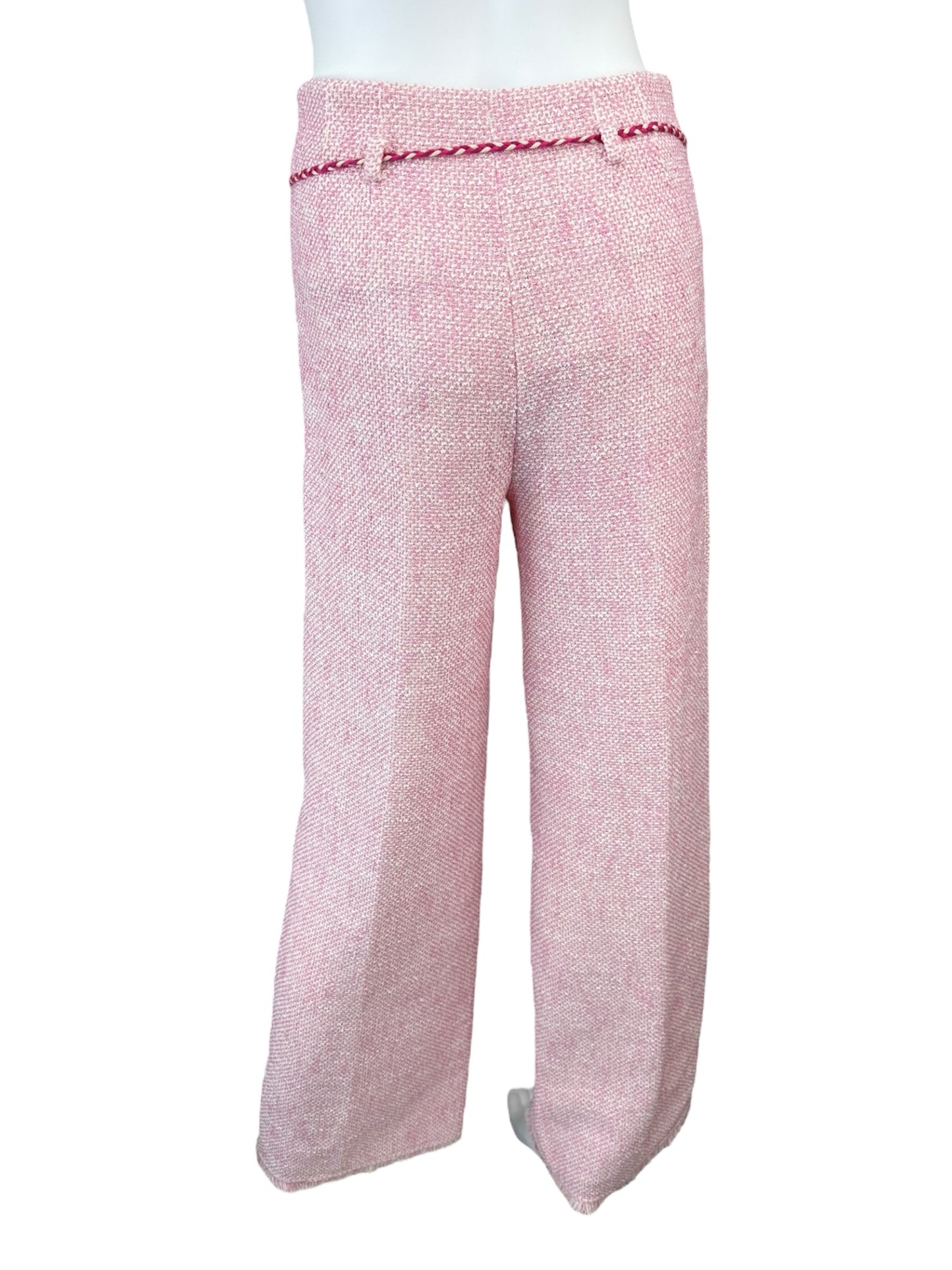 maje Pink Pirose Tweed Wide Leg Trousers Size 36