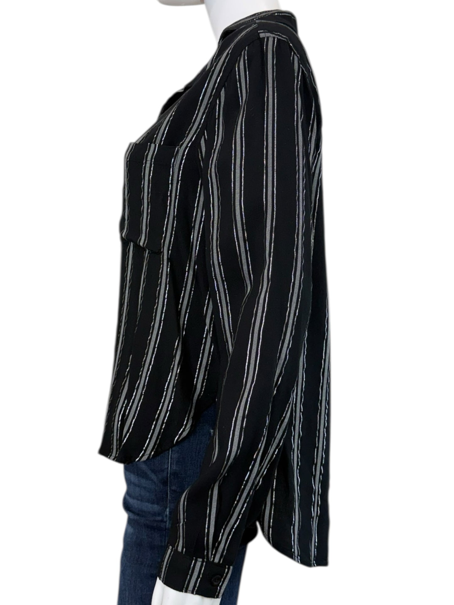 Chelsea & Violet NWT Black Striped Button Down Shirt Size M