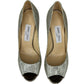 JIMMY CHOO Luna Champagne Glitter Peeptoe Pumps Size 38.5
