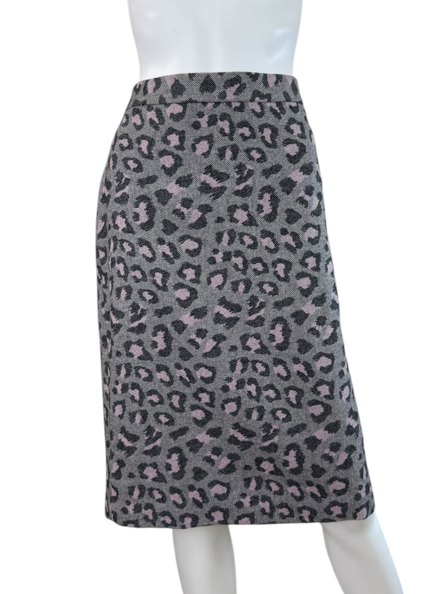 Talbots NWT Gray Leopard Print Pencil Skirt Size 10
