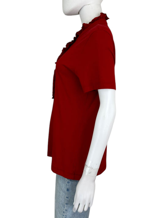 Tory Burch Red Ruffle Blouse Size XL