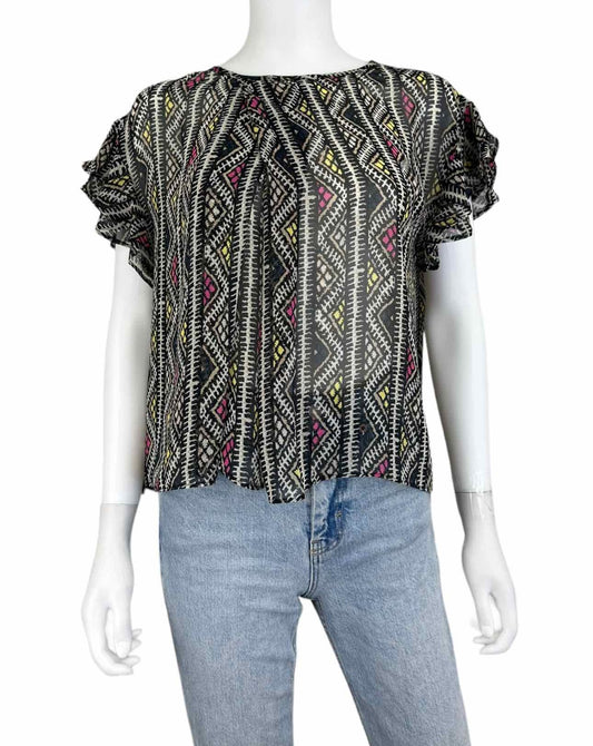 BCBGeneration NWT Black Boho Print Blouse Size S