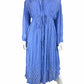 Anthropologie Blue Patterned Button Down Maxi Dress Size XS