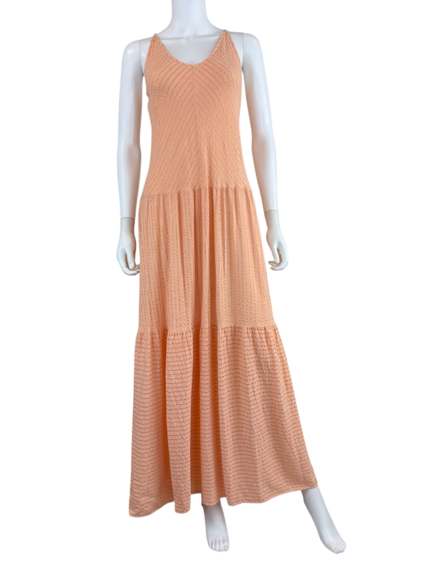 Self Contrast Peach Striped Maxi Sundress Size S