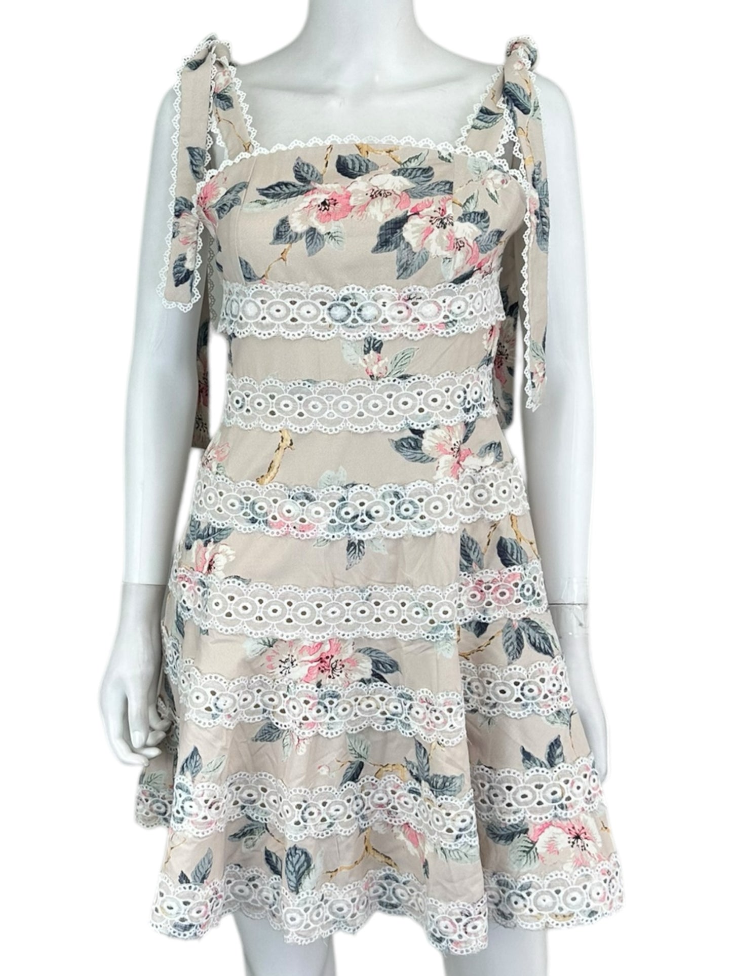 Avantalook Cream Floral Lace Mini Dress Size XS