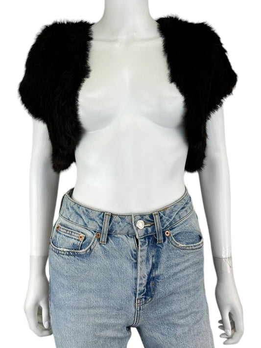 Harry Angel Dark Brown Rabbit Fur cropped Cardigan Size O/S