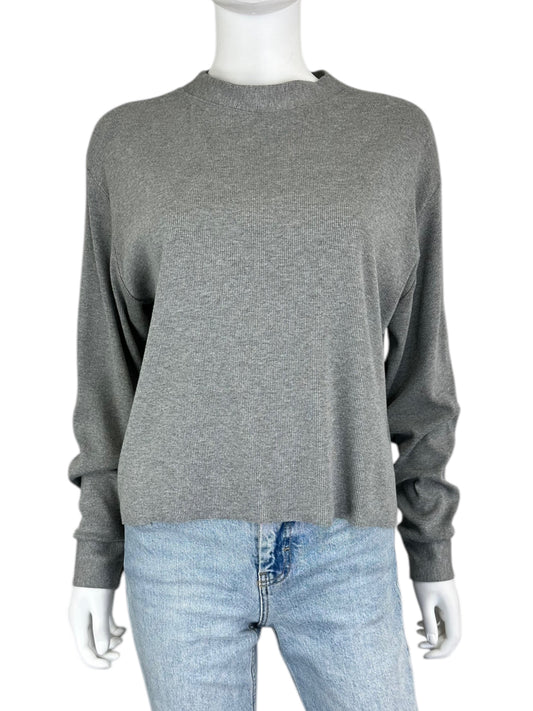 oko Gray Ribbed Knit Top Size XS