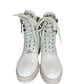 Christian Louboutin Cream Winter Spikes Flat Combat Boots Size 37.5