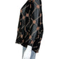 Johnny Was NWT Black Sheer Prin Iman Blouse Size M